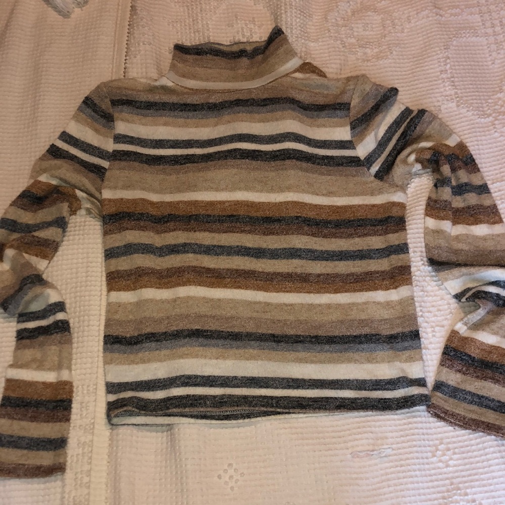 Cropped striped turtleneck